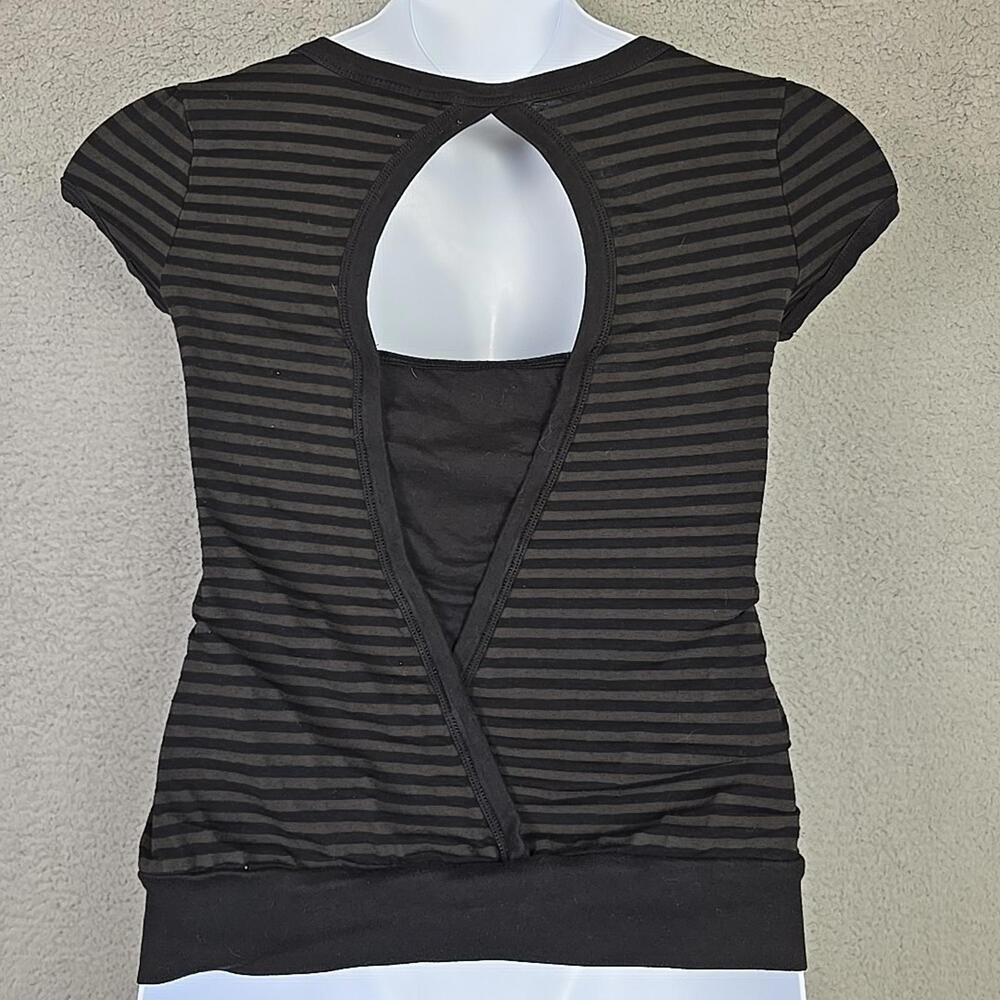 Self Esteem Women’s Short Sleeve Top Blouse Black/Brown Striped Size XL - Picture 6 of 15